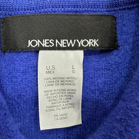 Jones New York 100% Merino Wool size Large - Cobalt Blue Jacket - Picture 3 of 3